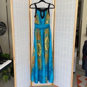 NWOT Turquoise Print Maxi Dress